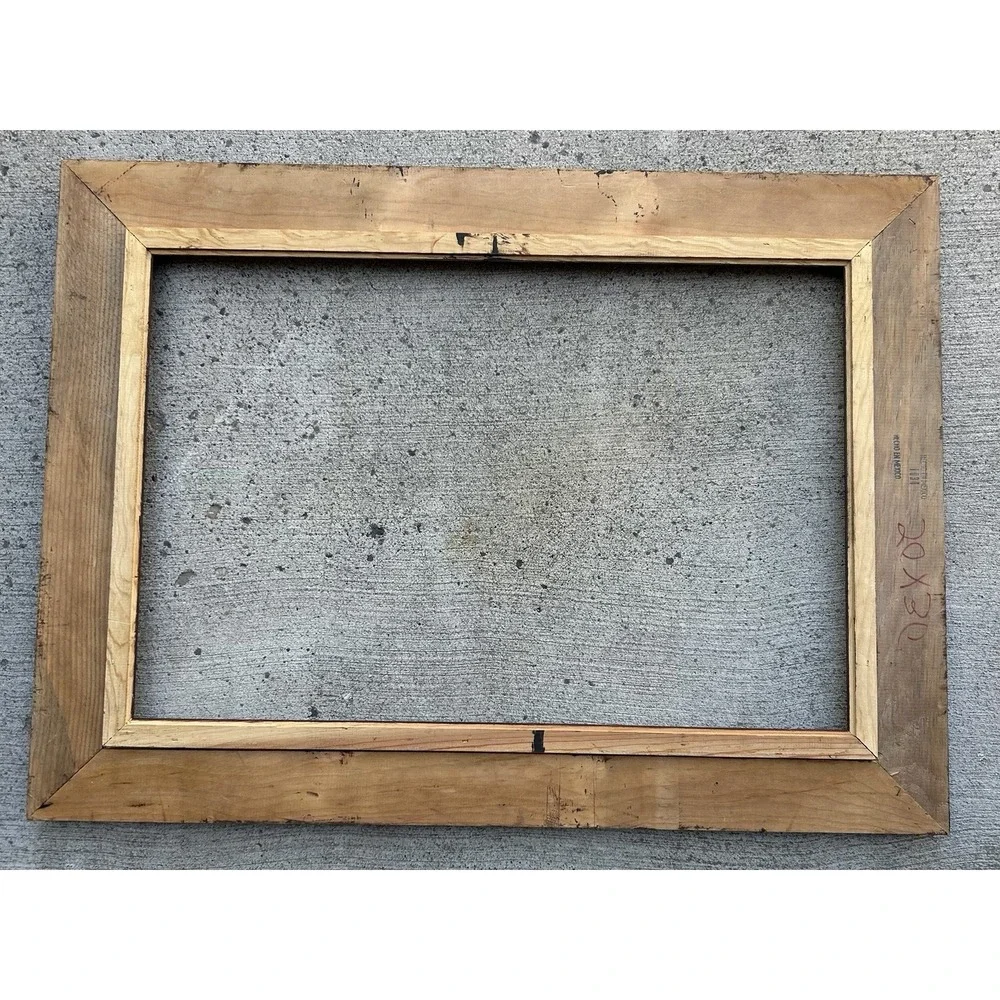Vintage Dark Wood Linen Inlay Picture Frame 20x30 Opening Mexico